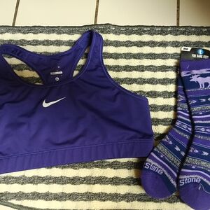 Nike Deep Purple Sports Bra With Brand New With Tags Socks